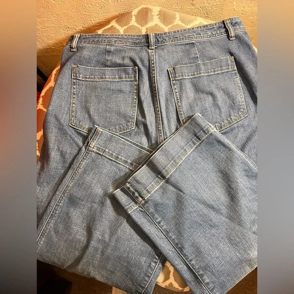 GAP High Rise Wide Leg Crop Blue Denim Jeans - Picture 10 of 10